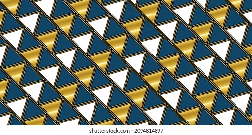 Luxurious white and gold triangles pattern. Luxury template for background and design element. Modern abstract vector texture. EPS 10