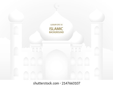 Luxurious white mosque, EPS 10 vector background for month of Ramadan, decorative Islamic ornament