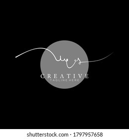 Luxurious White Signature Letter W Logo Design with Circle Gray Background