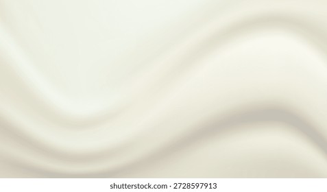 Lujoso fondo de Vector de tela de seda blanca con suaves pliegues ondulados y suave textura de satén. Esta elegante ilustración de cortinas tiene espacio de copia vacío para diseños de texto premium.