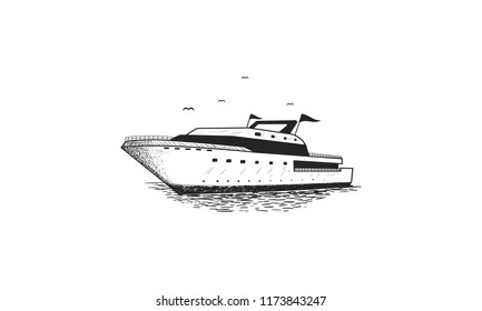 Luxurious yacht illustration 