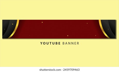 Luxurious YouTube banner with red, black, and gold. Crafted in EPS format for sophisticated social media presence.