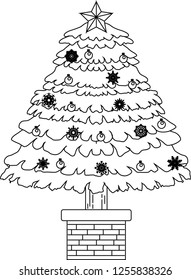 Luxuriously decorated Christmas tree outline