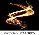 Luxuriously festive vector background golden spirals made of shimmering magic particles. Luxurious Festive Background for Christmas, Weddings and Premium Branding. Dynamic Magic swirling magic bokeh
