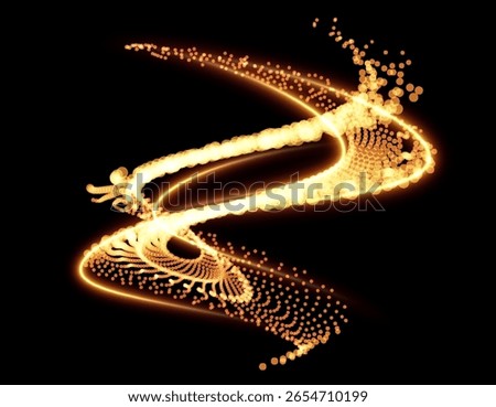 Luxuriously festive vector background golden spirals made of shimmering magic particles. Luxurious Festive Background for Christmas, Weddings and Premium Branding. Dynamic Magic swirling magic bokeh