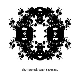 Luxuriously illustrated old capital letter O from flowers in vector.