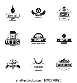 Luxuriousness logo set. Simple set of 9 luxuriousness vector logo for web isolated on white background