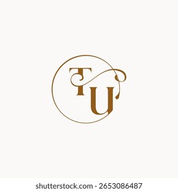 luxurius sentimento com fluxo TU monograma elegante estilo carta círculo flui logotipo de casamento