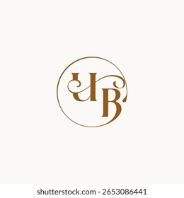 luxurius feeling with flow UB monogram elegant style letter circle fows wedding logo