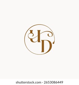 luxurius feeling with flow UD monogram elegant style letter circle fows wedding logo
