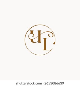 luxurius feeling with flow UL monogram elegant style letter circle fows wedding logo