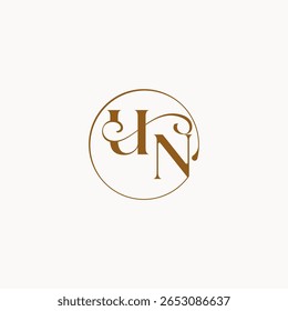 luxurius sentimento com fluxo UN monograma elegante estilo carta círculo flui logotipo de casamento