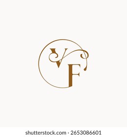 luxurius sentimento com fluxo VF monograma elegante estilo carta círculo flui logotipo de casamento