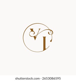 luxurius feeling with flow VI monogram elegant style letter circle fows wedding logo