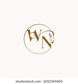 luxurius feeling with flow WN monogram elegant style letter circle fows wedding logo