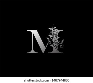 Luxurous Silver M Letter Logo, perfect for fashion, restaurant, cafe, hotel and many company.