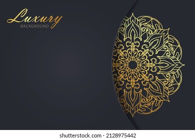 Luxurty mandala style golden pattern background.