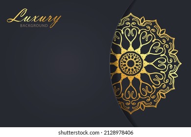 Luxurty mandala style golden pattern background.
