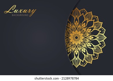 Lujoso estilo mandala dorado de fondo.