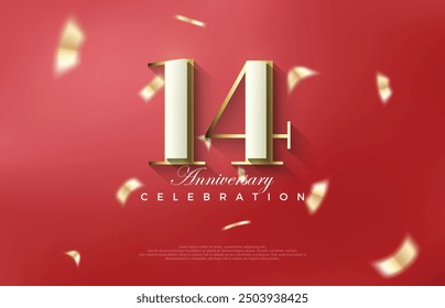 Luxury 14th anniversary with classic 3d numbers. Premium vector backgrounds. Premium vector background for greeting and celebration.