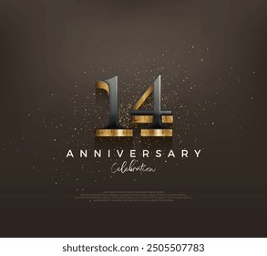 Luxury 14th anniversary design with classic numbers on a black background. Premium vector background for greeting and celebration.