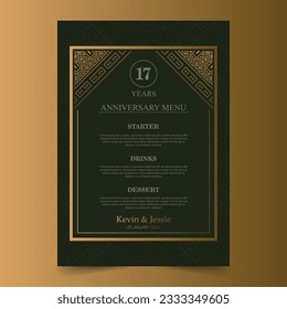 Luxury 17th anniversary menu design