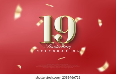 Luxury 19th anniversary with classic 3d numbers. Premium vector backgrounds. Premium vector background for greeting and celebration.