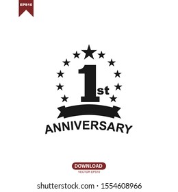 Luxury 1st Anniversary Year Celebration Logo Vector Design