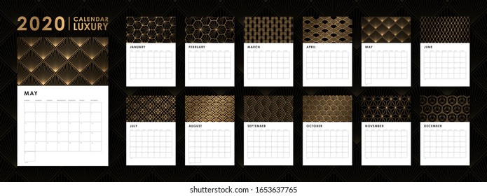 Luxury 2020 calendar template luxury design.