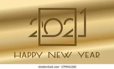Luxury 2021 Happy New Year elegant design. Vector logo illustration of gold numbers 2021, on a gold background