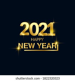 Luxury 2021 Happy New Year elegant design - vector illustration of golden 2021 logo numbers on black background - perfect typography for 2021 save the date luxury designs and new year celebration 