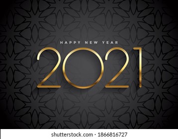 Luxury 2021 Happy New Year elegant design vector illustration of golden 2021 logo numbers on black background. perfect typography for 2021 save the date luxury designs and new year celebration.