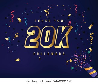Luxury 20K Followers thank you follower congratulation with Golden color
