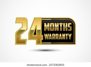 Luxury 24 months warranty label, badge, icon with gold and black color