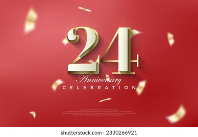 Luxury 24th anniversary with classic 3d numbers. Premium vector backgrounds. Premium vector background for greeting and celebration.