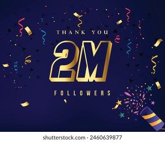 Luxury 2Million Followers thank you follower congratulation with Golden color