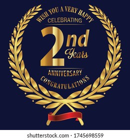 Luxury 2nd anniversary Logo illustration vector