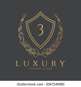 Luxury 3 number logo design