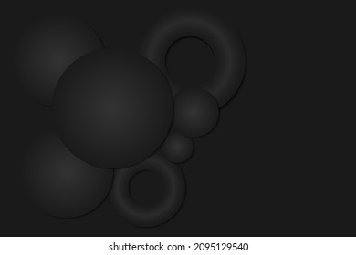 Lujoso fondo abstracto 3d con elipses negras, círculos sobre un fondo mate. Impresionante ilustración vectorial. Fondo realista con espacio de copia