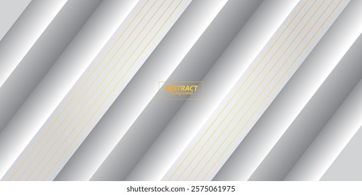 Luxury 3D abstract background with gray gradient with lights and gold lines. Abstract rectangle box with simple background for banner, flyer, presentation design and business card. Vector Eps10
