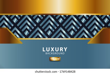 luxury 3d background banner with gold and blue paper layers. Vector geometric illustration shapes in triangle pattern texture with golden glittering. Graphic design element. Elegant decoration