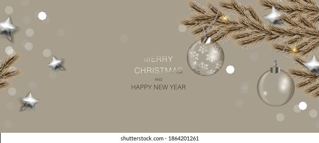 Luxury 3D Christmas and happy season greeting background. winter and happy new year  celebration card and template vector.