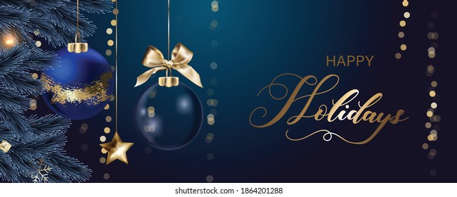 Luxury 3D Christmas and happy season greeting background. winter and happy new year  celebration card and template vector.