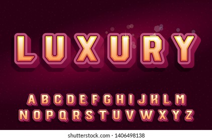Luxury. 3D font created in the style of luxury. Corduroy background. Font with shadow.