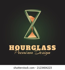 luxury 3D gold hourglass logo vector illustration design, modern luxurious creative hourglass logo symbol icon template graphic design