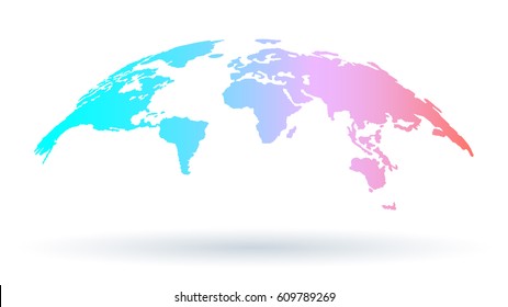 Luxury 3D Map of Earth in Red and Blue as Morning Concept. Vector Illustration