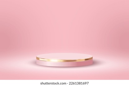 Luxury 3d Podium for Empty Cosmetic Products Show Scene on Soft Pink Background