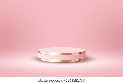 Luxury 3d Podium for Empty Cosmetic Products Show Scene on Soft Pink Background