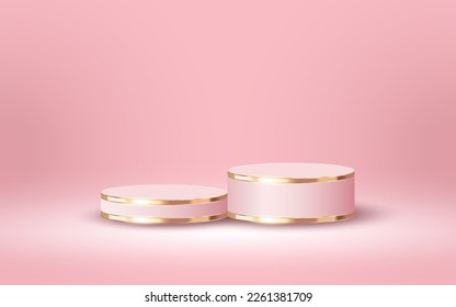 Luxury 3d Podium for Empty Cosmetic Products Show Scene on Soft Pink Background