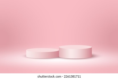 Luxury 3d Podium for Empty Cosmetic Products Show Scene on Soft Pink Background